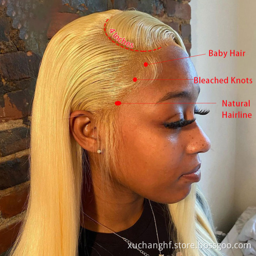 180 200 Density Pre Pluck Blonde 613 Hd Full Lace Wig Human Hair Unprocessed Cuticle Aligned Hd Deep Wave Lace Frontal Wig